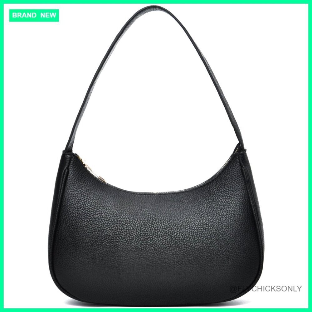 Small Vegan Leather Hobo Shoulder Bag Crescent Clutch Tote